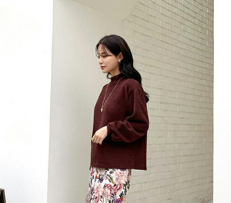 【新作10%OFF】パフハーフネックリブニット・全4色・t64773 レディース【tops】【韓国 ファッション トップス ニッ