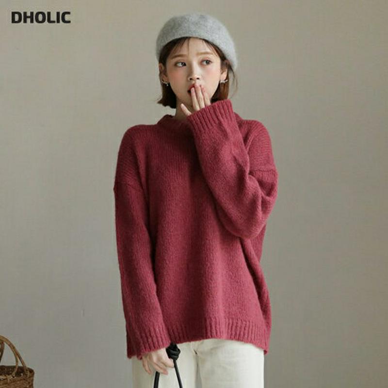 【只今10%OFF】ルーズラウンドニット・全6色・b61530 レディース【tops】【韓国 ファッション トップス ニット ニットトップス ロングスリーブ 長袖 ラウンドネック ルーズ リブ シンプル 単色 無地 カジュアル ゆったり デイリー 秋 冬】