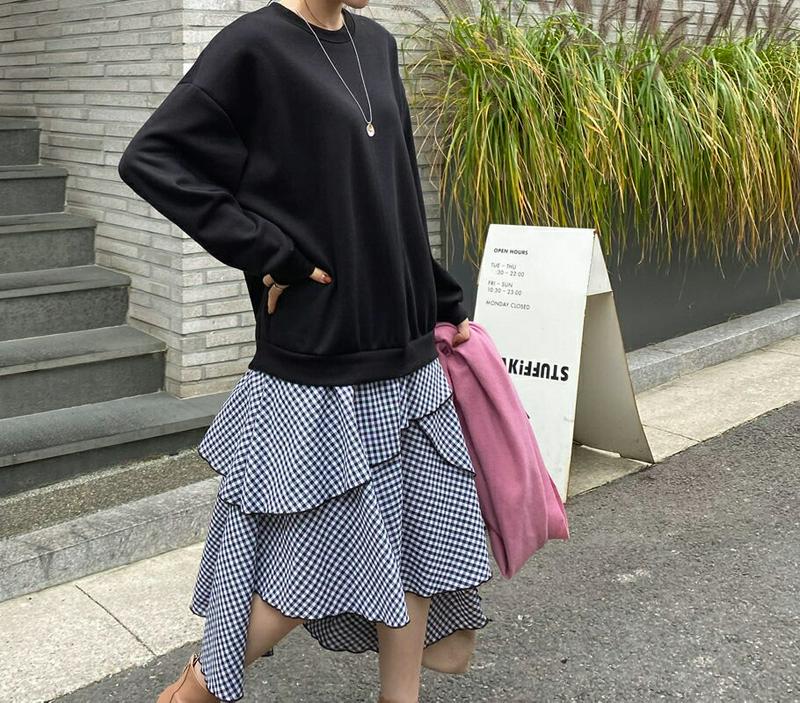 【新作10%OFF】裏起毛チェックティアードワンピース・全3色・b64781 レディース【ops】【韓国 ファッション ワンピー