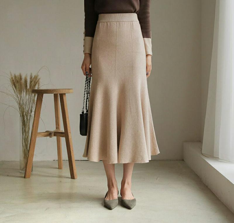【新作10%OFF】フレアニットスカート・全3色・b61526 レディース【sk】【韓国 ファッション ボトムス スカート ロン