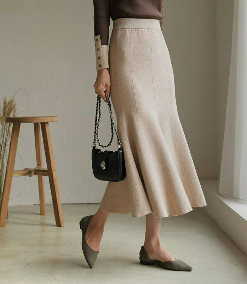 【新作10%OFF】フレアニットスカート・全3色・b61526 レディース【sk】【韓国 ファッション ボトムス スカート ロン