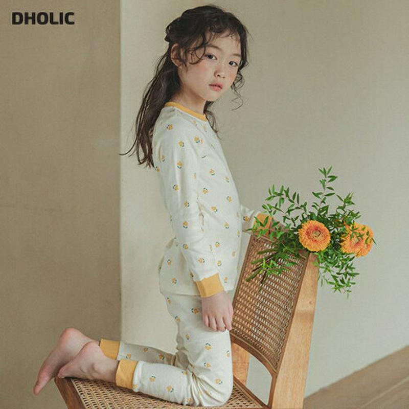 【キッズ20%OFF】ラウンドネック花柄パジャマSET(クリーム)・p008019 キッズ【3~8才】【uw】【パジャマ 部屋着