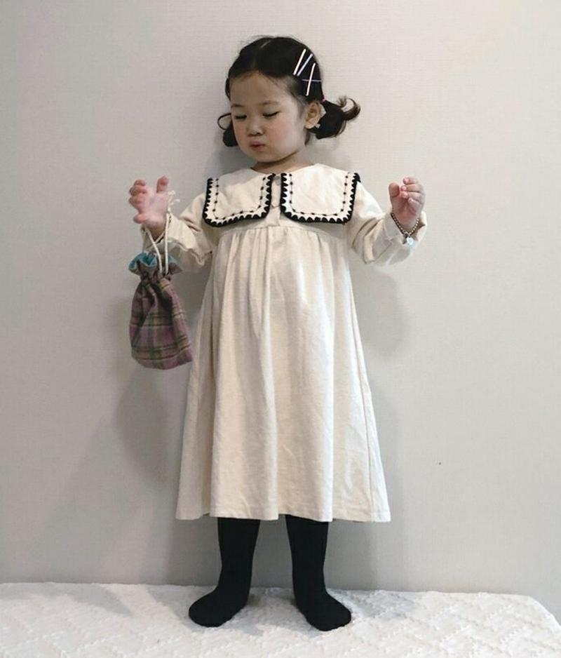 【キッズ20%OFF】起毛ステッチカラーワンピース・u08053 キッズ【3~8才】【ops】【ワンピース ロング ロングワンピ