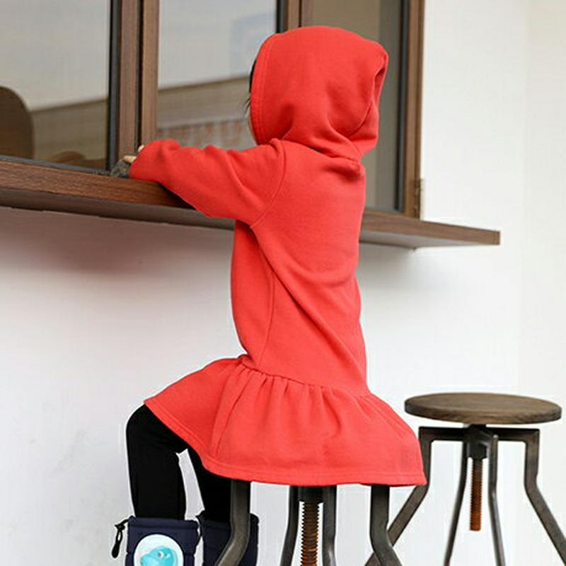 裏起毛フードフレアワンピース・p008064 キッズ【3~8才】【ops】【ワンピース ミディ丈 ミディワンピース ひざ上 フレア フレアワンピース フーディー フード 裏起毛 長袖 女の子 冬 韓国 韓国子供服 子供 こども 子供服 こども服】【KIDS】