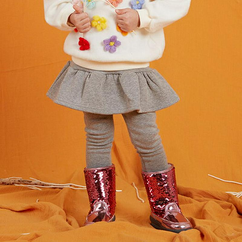 ファーライナーフレアスカートレギンス・p008066 キッズ【3~8才】【pt】【スカートレギンス レギンススカート フレア フレアスカート 単色 無地 シンプル カジュアル 女の子 冬 韓国 韓国子供服 子供 こども 子供服 こども服】【KIDS】