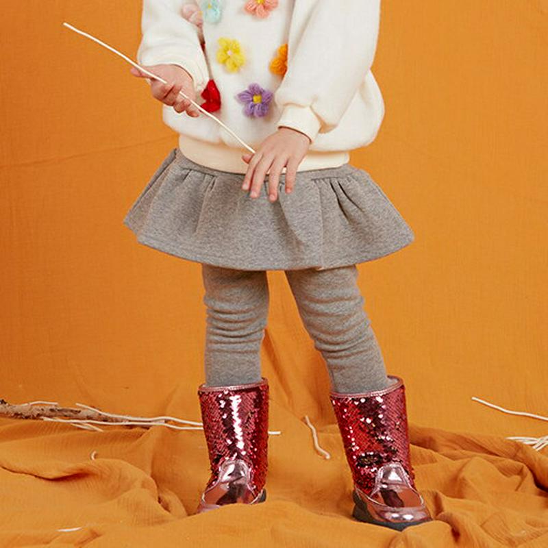 ファーライナーフレアスカートレギンス・p008066 キッズ【3~8才】【pt】【スカートレギンス レギンススカート フレア フレアスカート 単色 無地 シンプル カジュアル 女の子 冬 韓国 韓国子供服 子供 こども 子供服 こども服】【KIDS】