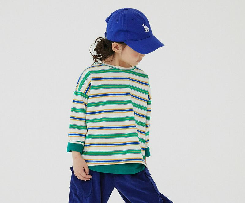 【キッズ20%OFF】マルチボーダー長袖Tシャツ・u07887 キッズ【3~8才】【tops】【トップス Tシャツ 長袖 ロンT