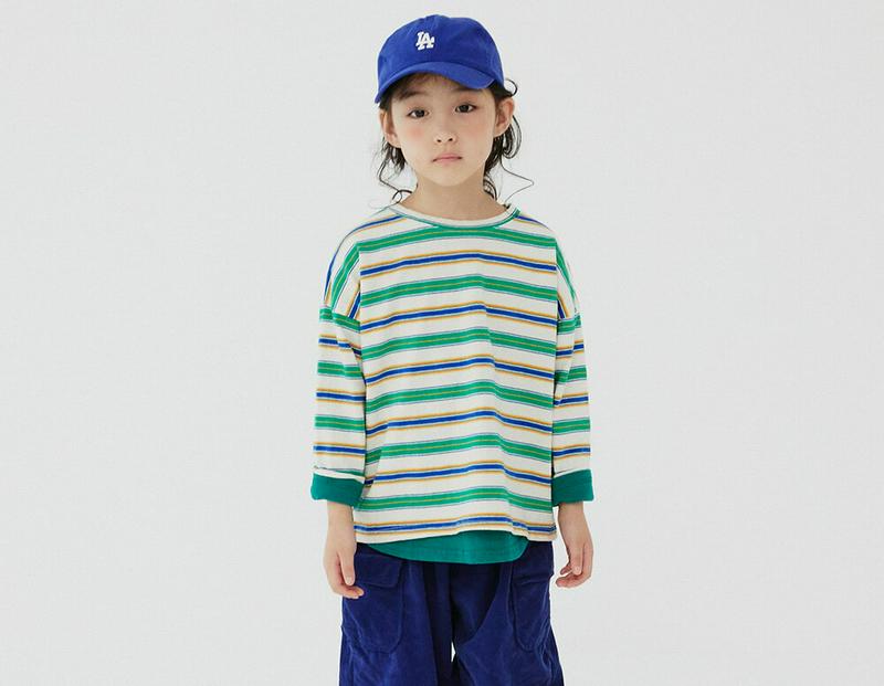 【キッズ20%OFF】マルチボーダー長袖Tシャツ・u07887 キッズ【3~8才】【tops】【トップス Tシャツ 長袖 ロンT