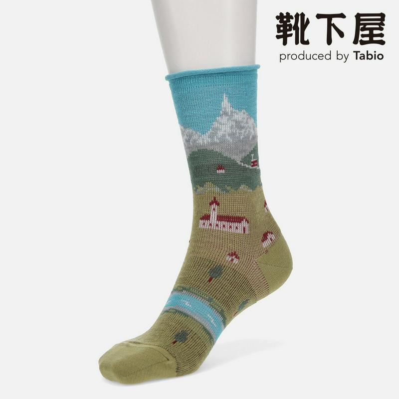 【全品送料無料★〜12/26 23:59迄】【あす楽】【靴下屋】 山の風景柄ソックス / 靴下 タビオ Tabio くつ下 クルー レディース 日本製 2012ka