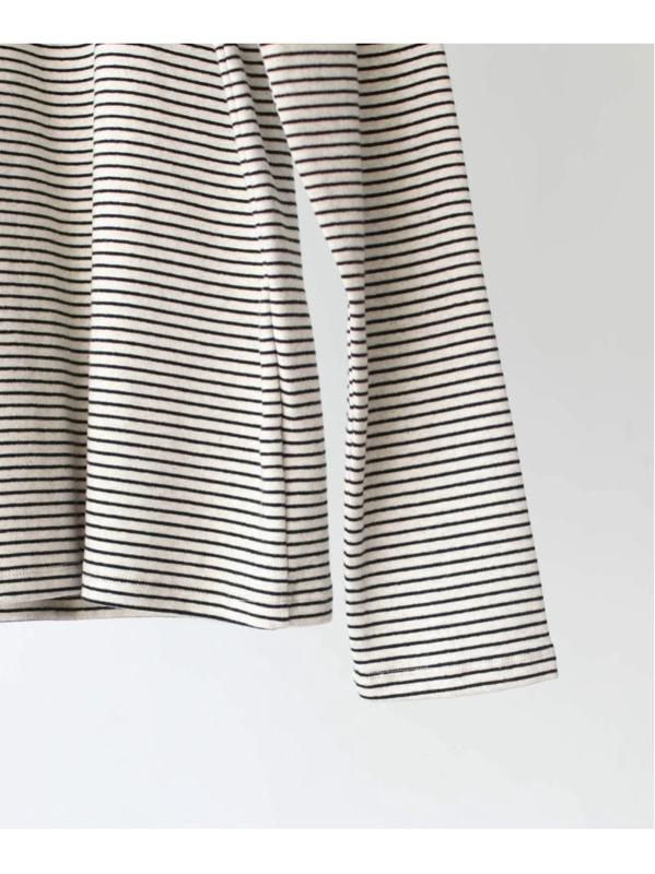 Via j/Via j(ヴィアジェイ) ボーダーモックネックロングTシャツ（via j）