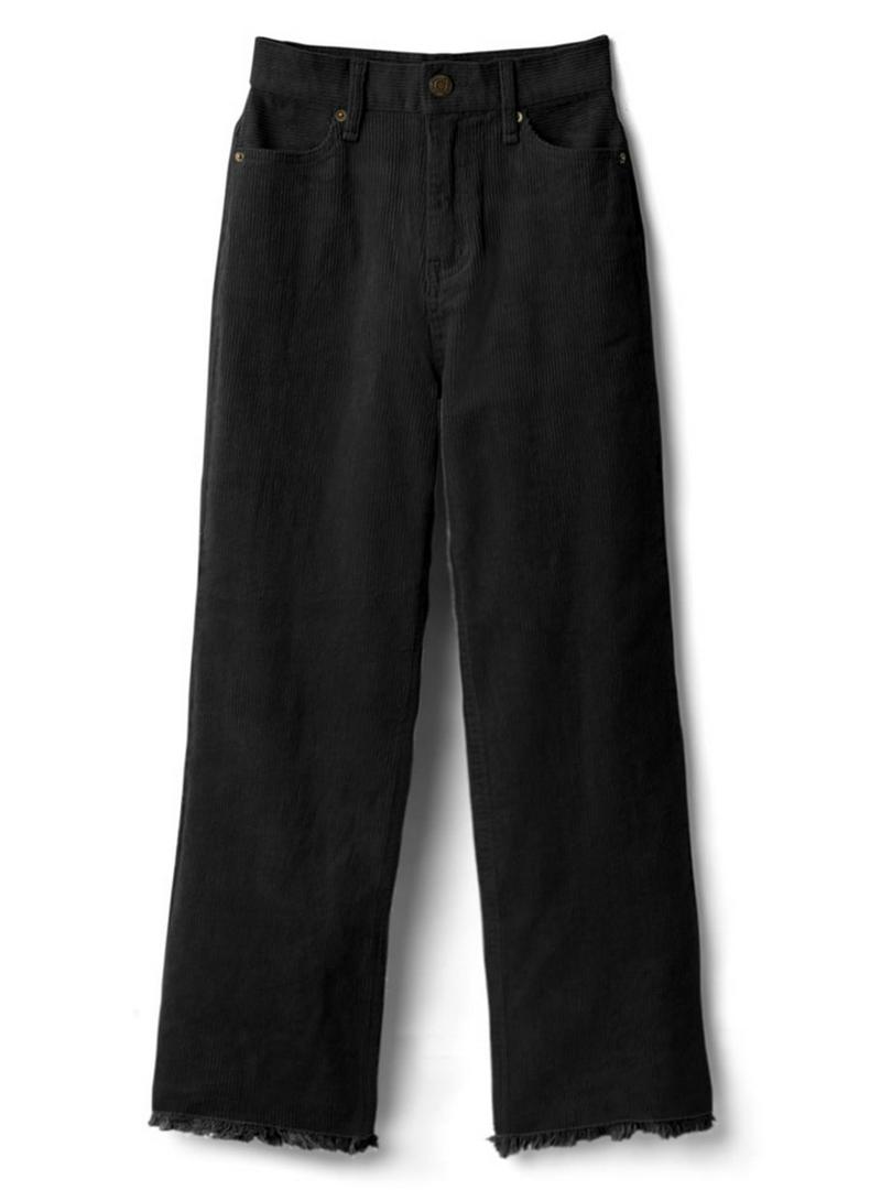 フリンジヘムコーデュロイストレートパンツ