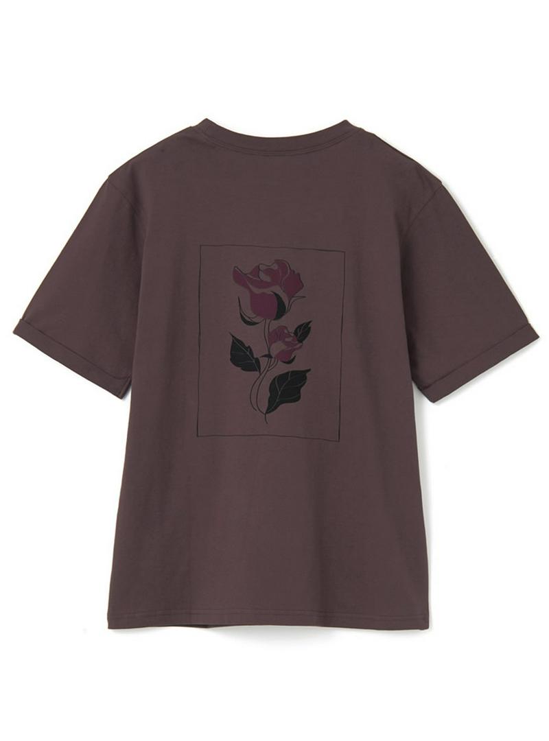 フロントロゴバックフラワープリントTシャツ