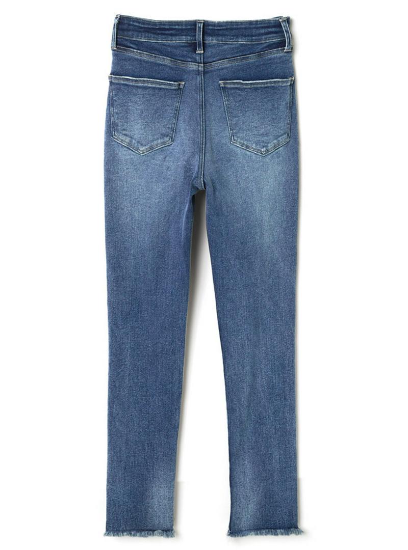 フリンジヘムストレッチデニムパンツ