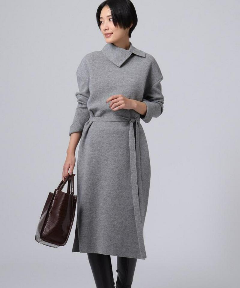 ジョイントウール タートルネックニットワンピース