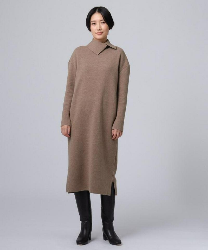 ジョイントウール タートルネックニットワンピース