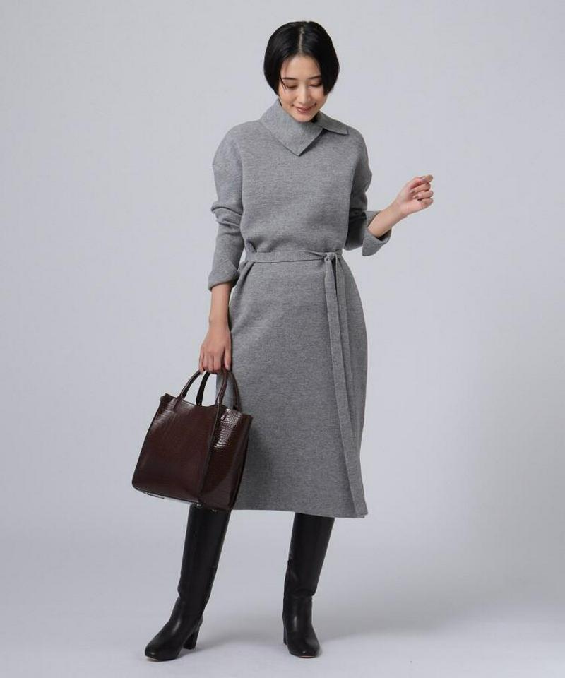 ジョイントウール タートルネックニットワンピース