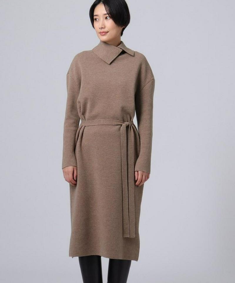 ジョイントウール タートルネックニットワンピース