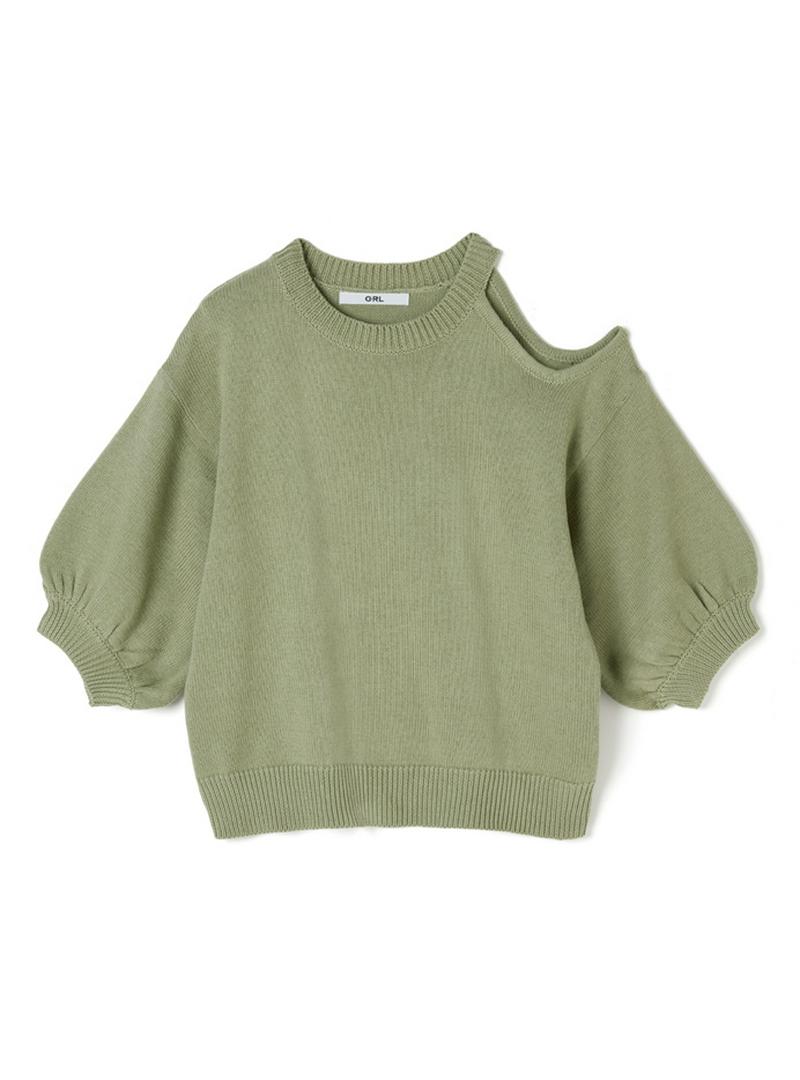 ショルダーカットニットトップス
