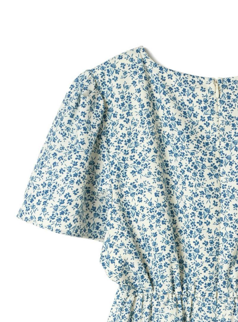 リボン付きカシュクール花柄ワンピース