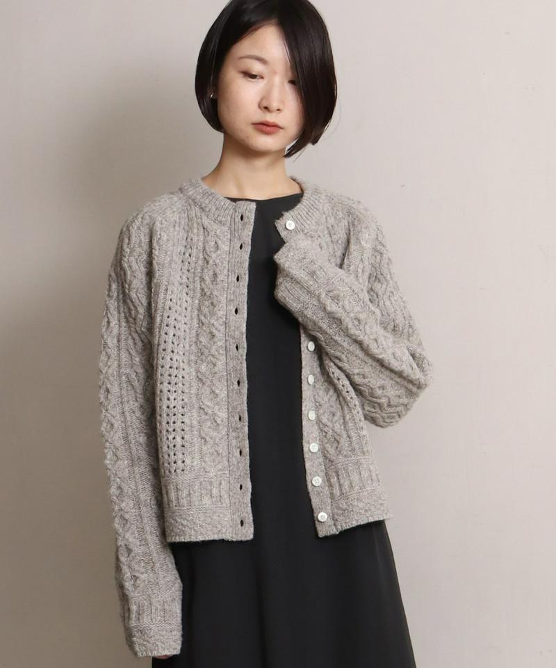 △ECOLOGYアラン編みクルーカーディガン（cardo fabrica）