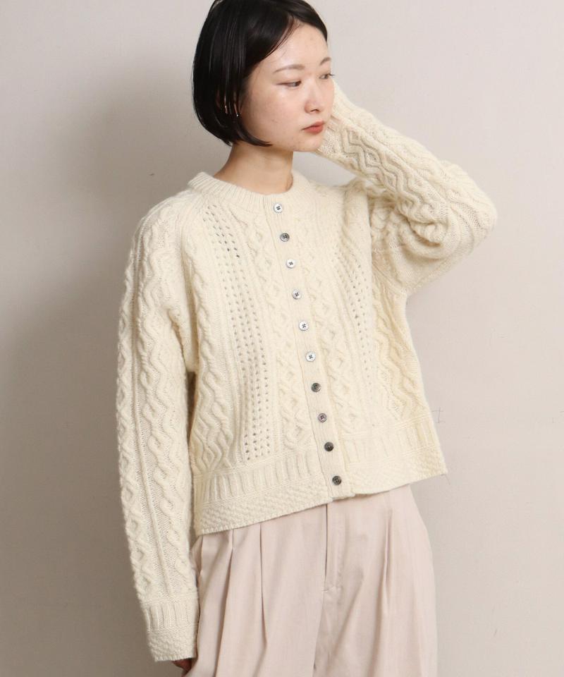 △ECOLOGYアラン編みクルーカーディガン（cardo fabrica）