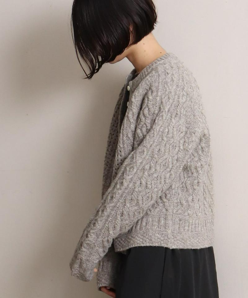 △ECOLOGYアラン編みクルーカーディガン（cardo fabrica）