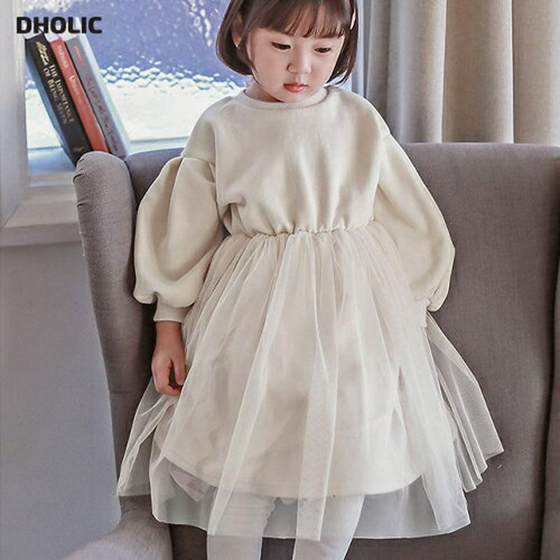 裏起毛チュールフレアワンピース・p008346 キッズ【3~8才】【ops】【ワンピース ロング ロングワンピース フレア フレアワンピース チュールワンピース チュール 裏起毛 長袖 かわいい 女の子 冬 韓国 韓国子供服 子供 こども 子供服 こども服】【KIDS】