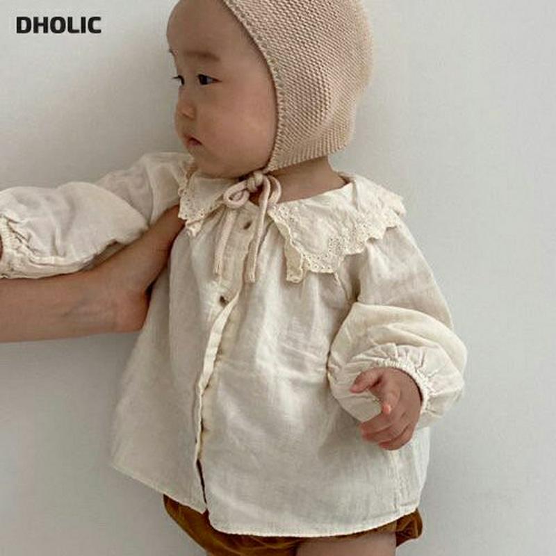 【キッズ20%OFF】レースカラー袖バルーンブラウス・u06270 キッズ【0~2才】【bl】【トップス ブラウス 長袖 バルー