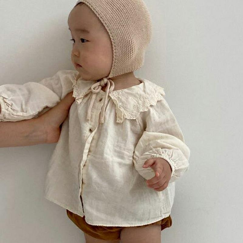 【キッズ20%OFF】レースカラー袖バルーンブラウス・u06270 キッズ【0~2才】【bl】【トップス ブラウス 長袖 バルー