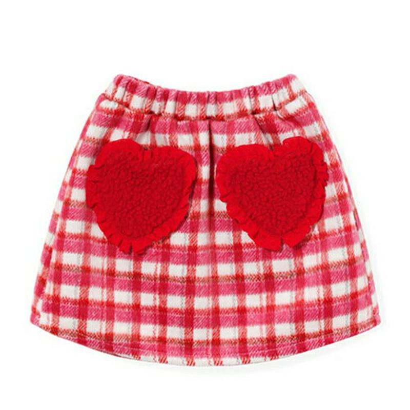 ハートチェックミニスカート・p008390 キッズ【3~8才】【sk】【スカート ミニスカート ミニ ショート丈 チェック柄　ギンガムチェック ハート 可愛い かわいい ガーリー 秋 冬 韓国 韓国子供服 子供 こども 子供服 こども服】【KIDS】