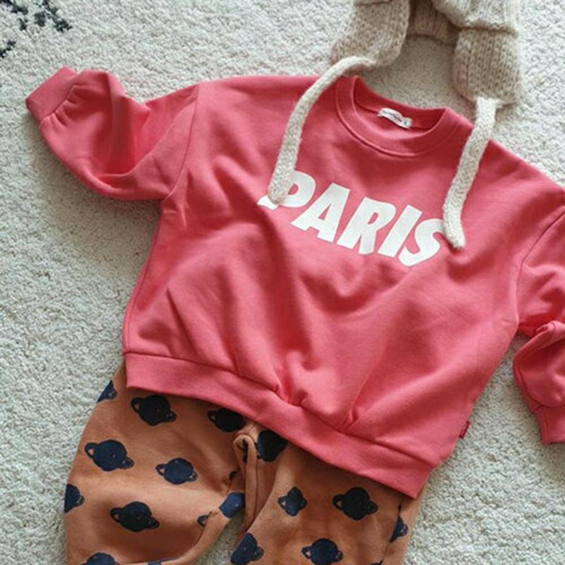 【キッズ30%OFF】裏起毛PARISスウェット(kids)・u08368 キッズ【3~8才】【tops】【トップス スウェット トレーナー 長袖 ロゴ ロゴトップス 裏起毛 カジュアル ラフ 女の子 男の子 冬 韓国 韓国子供服 子供 こども 子供服 こども服】【KIDS】