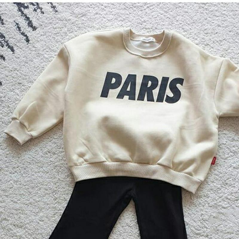 【キッズ30%OFF】裏起毛PARISスウェット(kids)・u08368 キッズ【3~8才】【tops】【トップス スウェット トレーナー 長袖 ロゴ ロゴトップス 裏起毛 カジュアル ラフ 女の子 男の子 冬 韓国 韓国子供服 子供 こども 子供服 こども服】【KIDS】