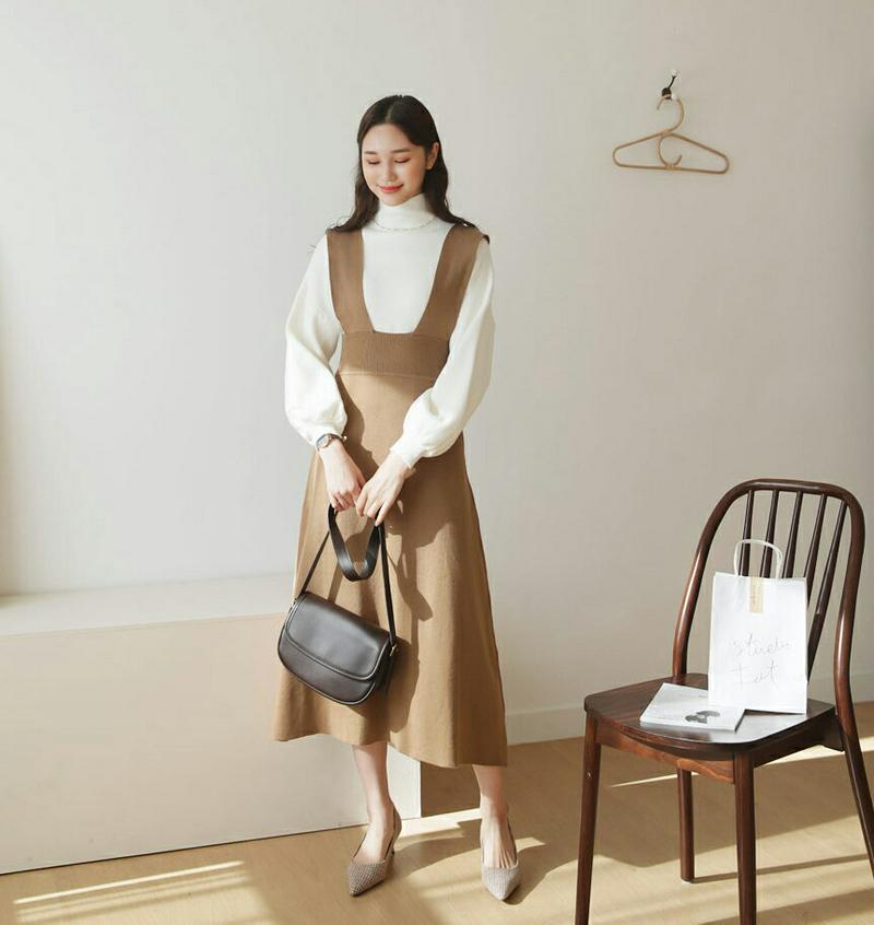 フレアスリーブレスワンピース・全3色・t60992 レディース【ops】【韓国 ファッション ワンピース ロングワンピース ニット 生地 スリーブレス ノースリーブ フレア フレアワンピース ハイウエスト 体型カバー シンプル フェミニン 大人 秋 冬】