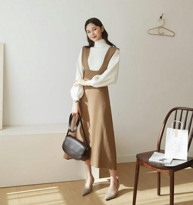 フレアスリーブレスワンピース・全3色・t60992 レディース【ops】【韓国 ファッション ワンピース ロングワンピース ニット 生地 スリーブレス ノースリーブ フレア フレアワンピース ハイウエスト 体型カバー シンプル フェミニン 大人 秋 冬】