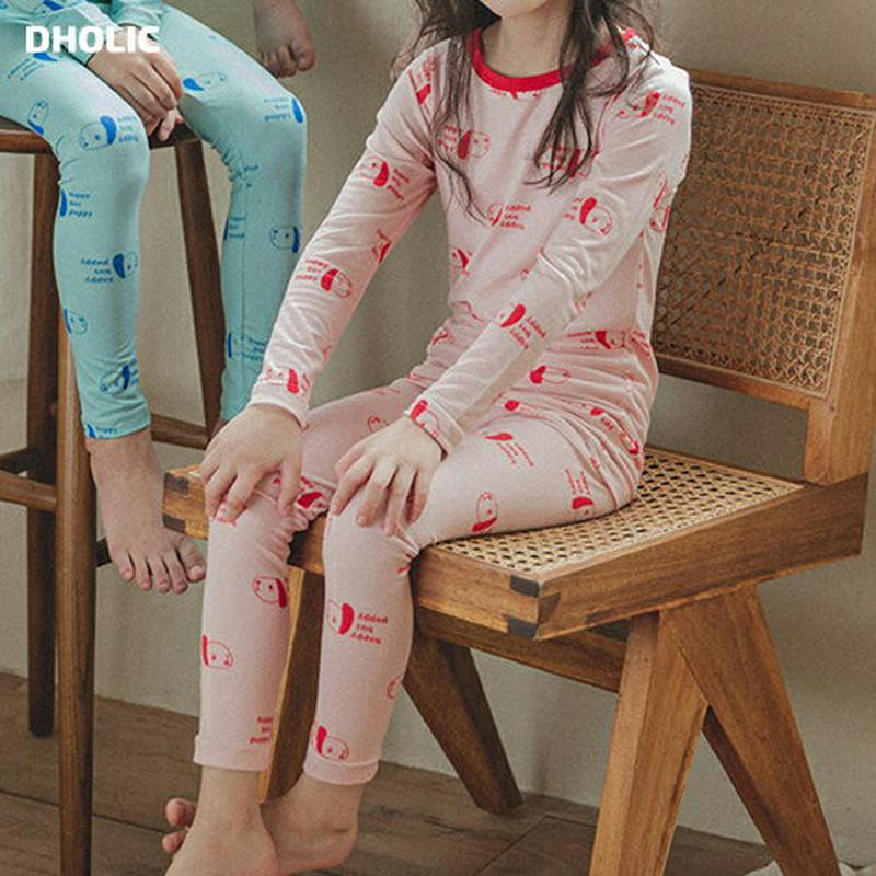 起毛ドッグパジャマSET(ピンク)・p008234 キッズ【3~8才】【uw】【パジャマ ルームウェア 部屋着 起毛 トップス パンツ 長袖 犬 わんちゃん アニマル カジュアル 女の子 男の子 韓国 韓国子供服 子供 こども 子供服 こども服】【KIDS】