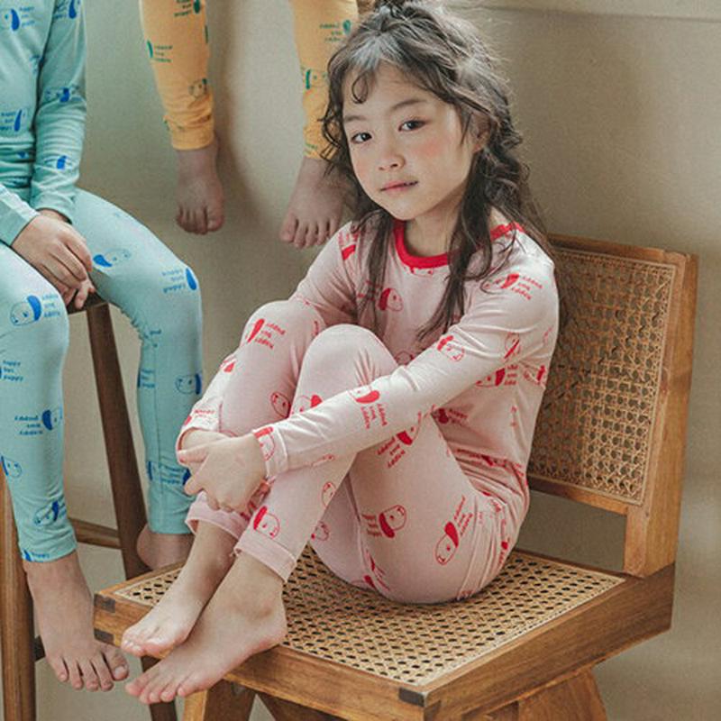 起毛ドッグパジャマSET(ピンク)・p008234 キッズ【3~8才】【uw】【パジャマ ルームウェア 部屋着 起毛 トップス パンツ 長袖 犬 わんちゃん アニマル カジュアル 女の子 男の子 韓国 韓国子供服 子供 こども 子供服 こども服】【KIDS】