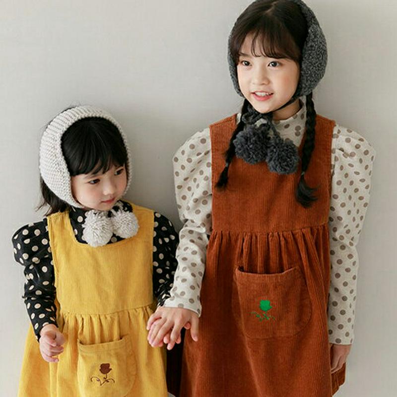 【キッズ20%OFF】刺繍ポケットコーデュロイワンピース・u08258 キッズ【3~8才】【ops】【ワンピース スリーブレス 