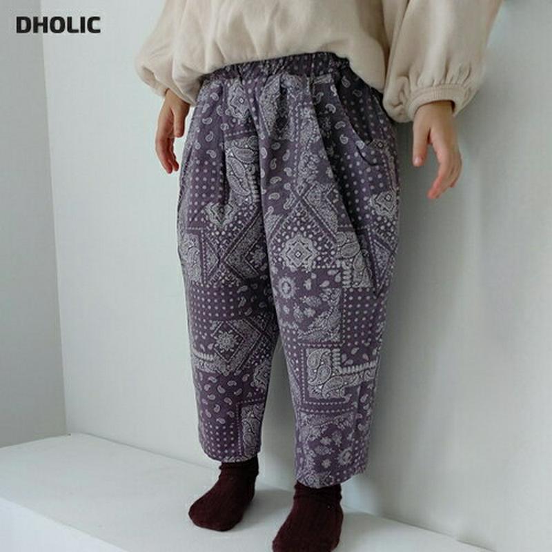 【キッズ30%OFF】裏起毛ペイズリーパンツ・u08319 キッズ【3~8才】【pt】【パンツ ズボン ロングパンツ 長ズボン ペイズリー柄 裏起毛 カジュアル ラフ ウエストゴム 女の子 男の子 冬 韓国 韓国子供服 子供 こども 子供服 こども服】【KIDS】