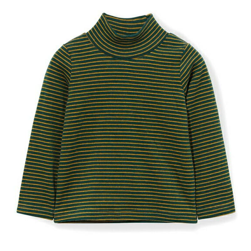 ハイネックボーダーTシャツ・p008169 キッズ【3~8才】【tops】【トップス Tシャツ 長袖 ボーダー 柄 ハイネック カジュアル ラフ 女の子 男の子 秋 冬 韓国 韓国子供服 子供 こども 子供服 こども服】【KIDS】