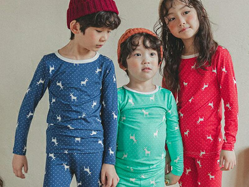 アニマルパジャマ(ネイビー)・p008222 キッズ【3~8才】【uw】【パジャマ ルームウェア 部屋着 トップス パンツ 長袖 アニマル柄 動物 カジュアル 女の子 男の子 韓国 韓国子供服 子供 こども 子供服 こども服】【KIDS】