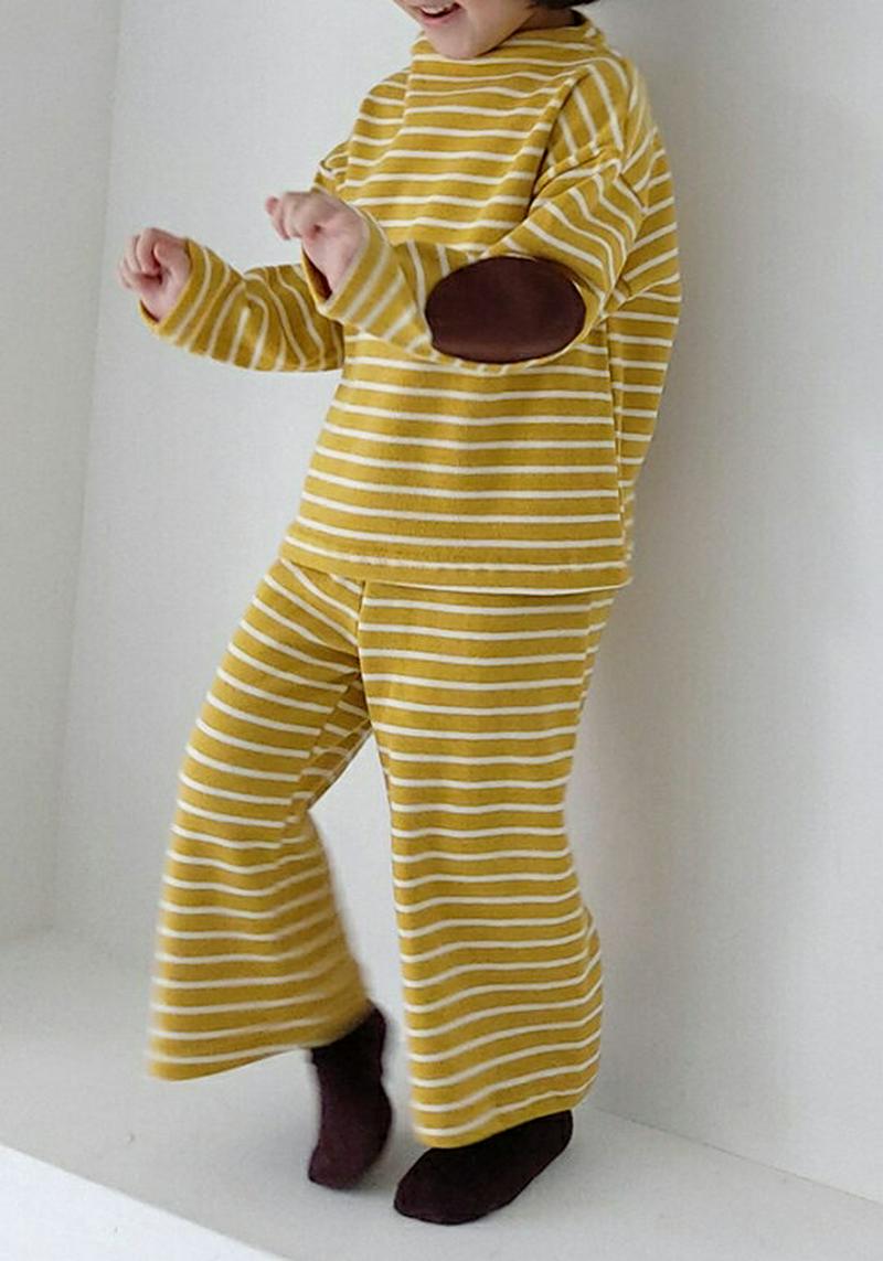 【キッズ20%OFF】パッチボーダー上下SET・u08318 キッズ【3~8才】【set】【セットアップ setup トップス 