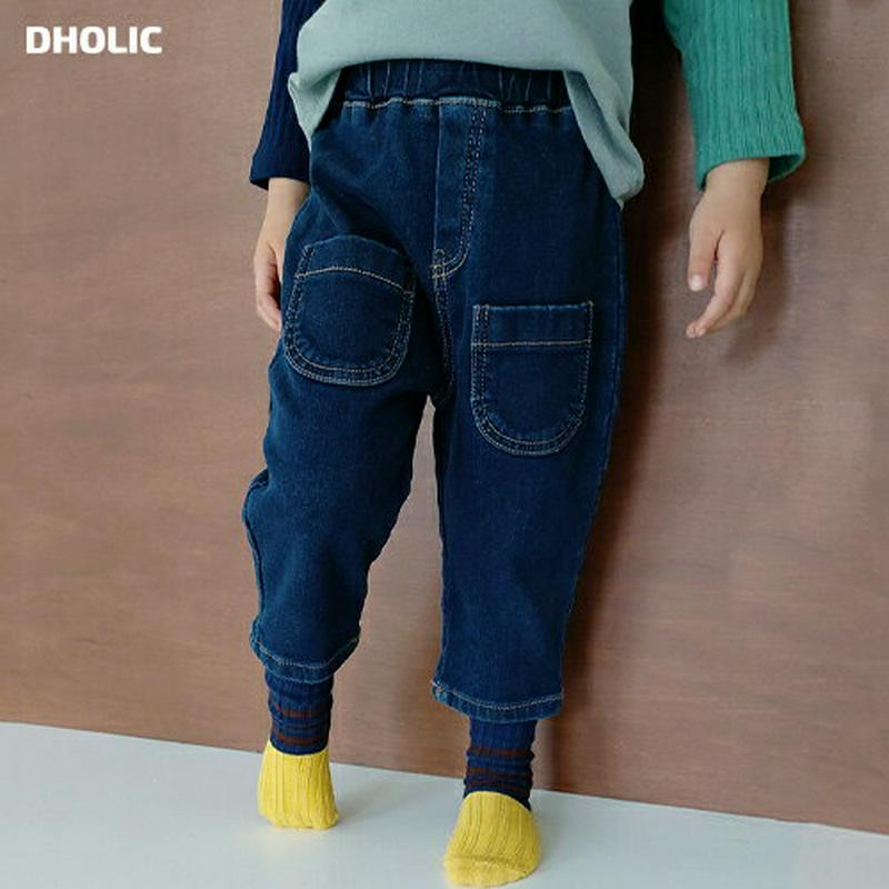 【キッズ20%OFF】裏起毛ポケットデニムパンツ・u08321 キッズ【3~8才】【pt】【デニム パンツ ズボン ロングパンツ