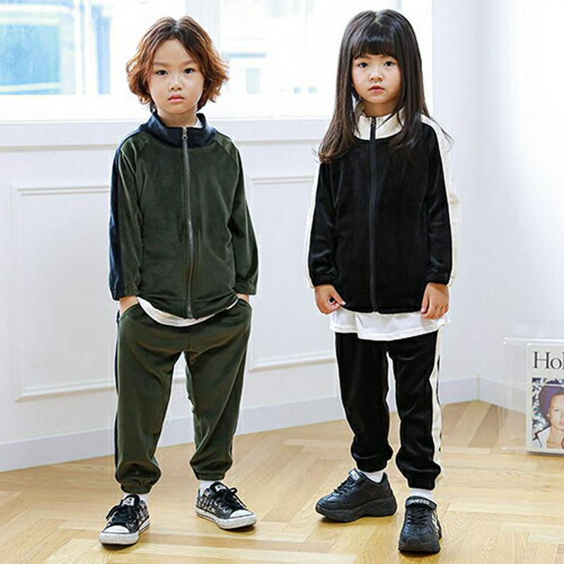 【キッズ30%OFF】ベロア上下SET(ジュニア)・u08284 キッズ【3~8才】【set】【セットアップ setup 上下 ベロア カジュアル ラフ トップス 長袖 ズボン パンツ 女の子 男の子 冬 韓国 韓国子供服 子供 こども 子供服 こども服】【KIDS】