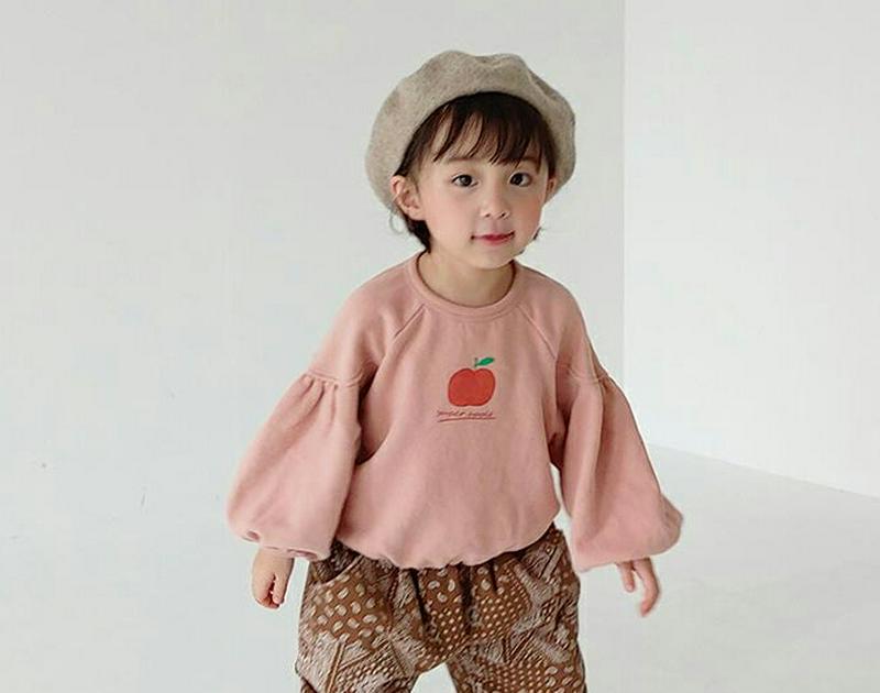 【キッズ20%OFF】裏起毛アップルパフTシャツ・u08322 キッズ【3~8才】【tops】【トップス Tシャツ 長袖 パフス