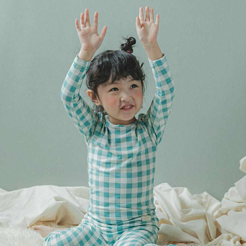 【キッズ20%OFF】裏起毛チェックパジャマSET(ミント)・p008247 キッズ【3~8才】【uw】【パジャマ ルームウェア
