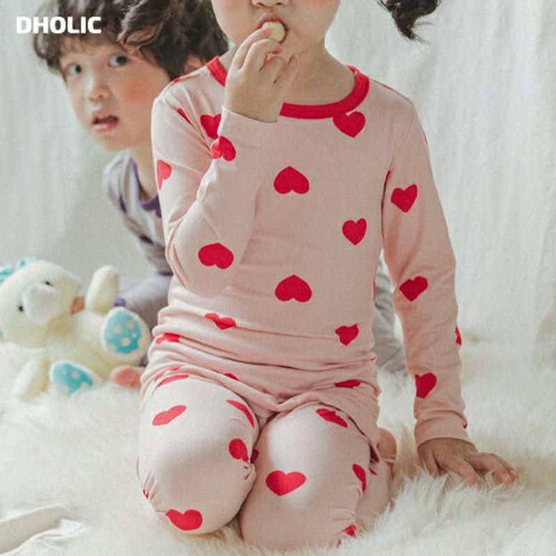 【キッズ30%OFF】起毛ハートパジャマSET(レッド)・p008238 キッズ【3~8才】【uw】【パジャマ ルームウェア 部屋着 トップス パンツ 長袖 起毛 ハート 可愛い かわいい 女の子 男の子 冬 韓国 韓国子供服 子供 こども 子供服 こども服】【KIDS】