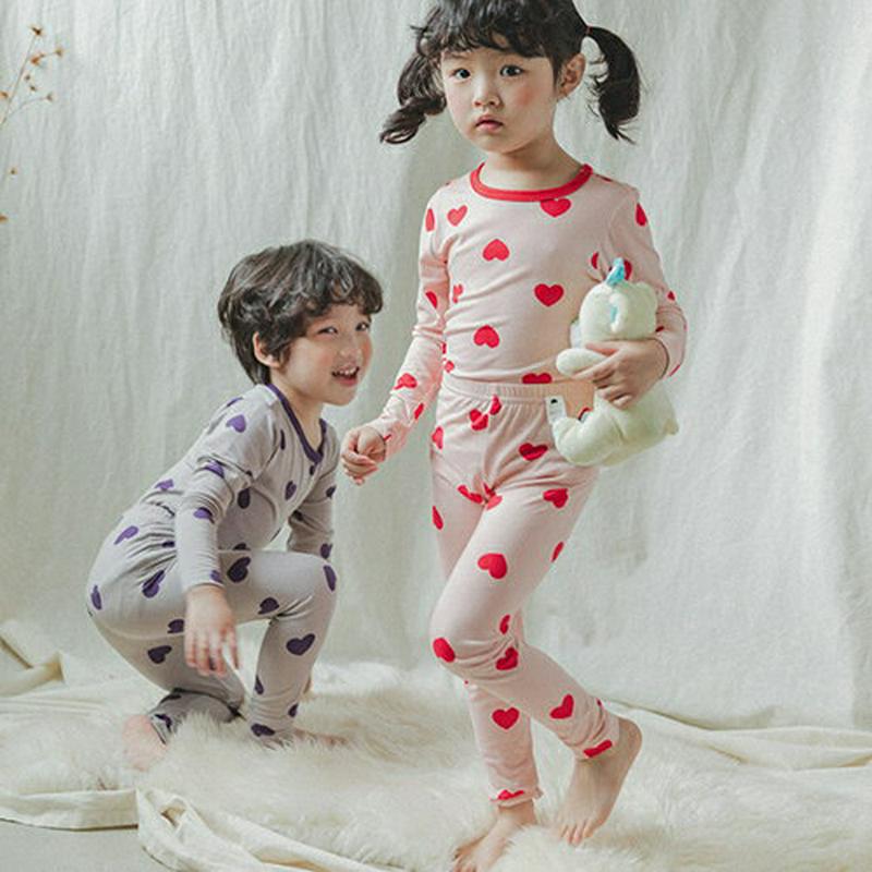 【キッズ30%OFF】起毛ハートパジャマSET(レッド)・p008238 キッズ【3~8才】【uw】【パジャマ ルームウェア 部屋着 トップス パンツ 長袖 起毛 ハート 可愛い かわいい 女の子 男の子 冬 韓国 韓国子供服 子供 こども 子供服 こども服】【KIDS】