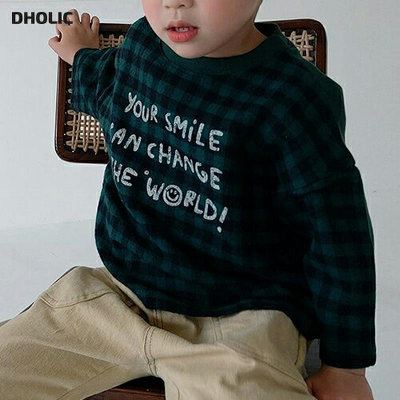 【キッズ30%OFF】裏起毛ソフトチェックレタリングTシャツ・u08299 キッズ【3~8才】【tops】【トップス Tシャツ 長袖 チェック柄 ソフト 裏起毛 カジュアル ラフ 女の子 男の子 ロゴ 冬 韓国 韓国子供服 子供 こども 子供服 こども服】【KIDS】