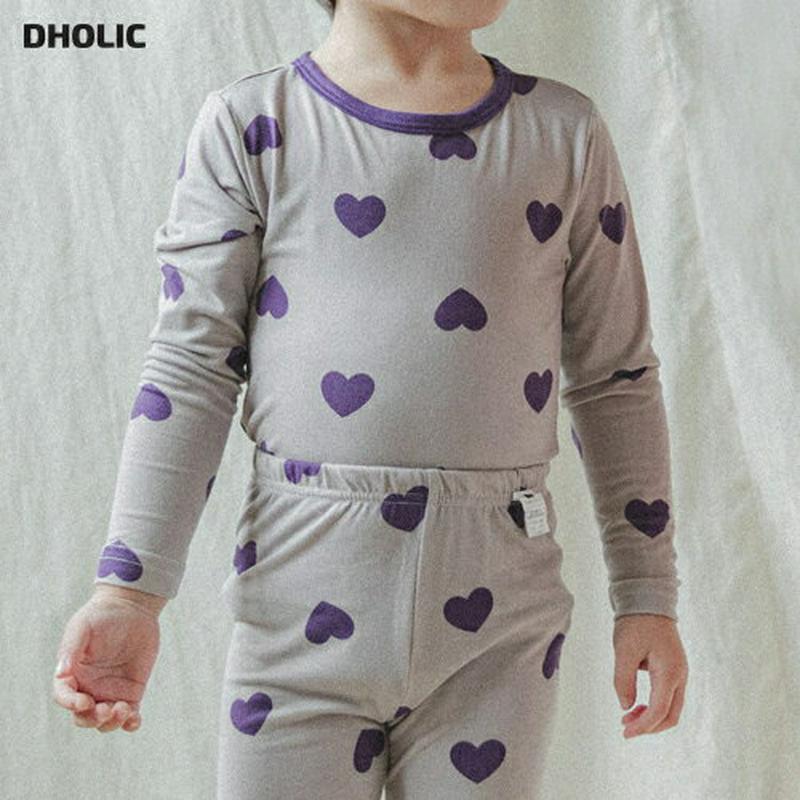 【キッズ30%OFF】起毛ハートパジャマSET(パープル)・p008239 キッズ【3~8才】【uw】【パジャマ ルームウェア 部屋着 トップス パンツ 長袖 起毛 ハート 可愛い かわいい 女の子 男の子 冬 韓国 韓国子供服 子供 こども 子供服 こども服】【KIDS】