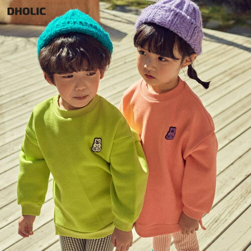 【キッズ20%OFF】ベアパッチTシャツ・u08304 キッズ【3~8才】【tops】【トップス Tシャツ 長袖 パッチ 単色 